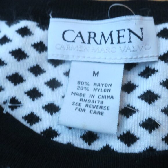Carmen Marc Valvo Womens knit black and white pullover top (size M, runs small). - Picture 9 of 15